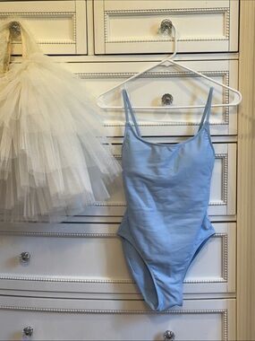 Monday Swimwear Light Blue One-Piece Swimsuit - Classic Scoop Neck